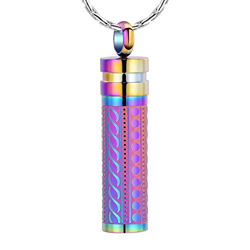 constantlife Cremation Jewelry for Ashes Openable Pill Case Urn Necklace Keepsake Perfume Memorial Pendant Locket Charm Accessories - color: Colorful