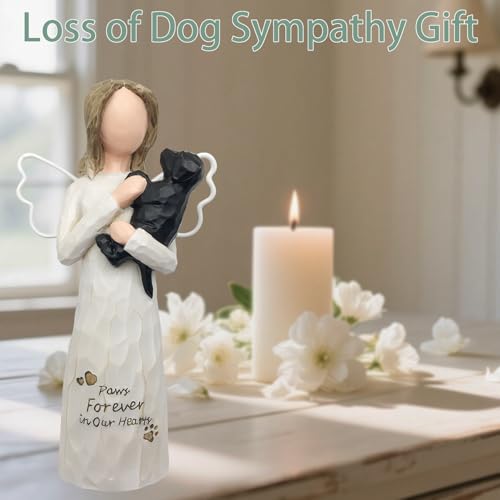 Dog Memorial Gifts, Metal Wings Dog Angel Figurine, Black