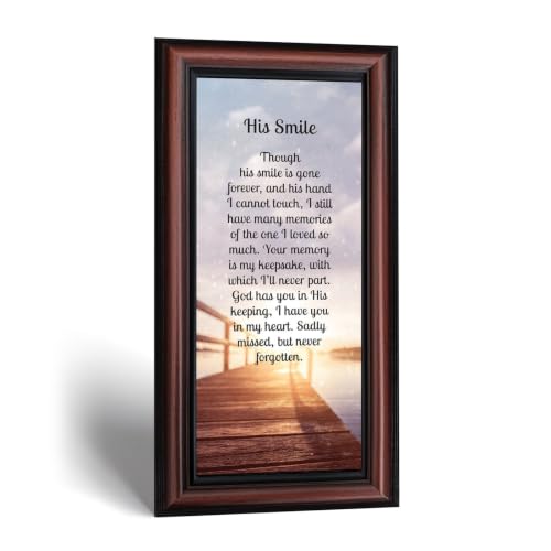 Crossroads Home Décor His Smile, in Memory of a Loved one, Loving Memory Gift, 7373W | Sympathy Gifts for Loss of Loved One, Memorial Gifts for Loss of Dad, In Memory of Dad, Grief Gifts for Husband or Grandpa - color: Walnut, size: 4"L x 10"W