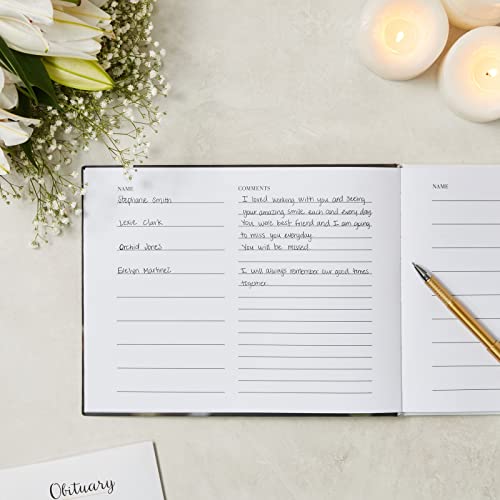 Faithful Finds Hardcover Funeral Guest Book - Memorial Service & Celebration of Life Guest Book - Floral Cover with Praying Hands Design & Memorial Register for Funeral - 94 Pages - 11 x 8.5 in