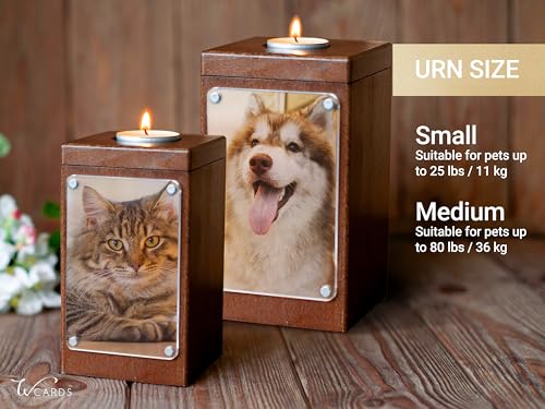 Personalized Pet Memorial - Dog Memory Box Keepsake with Photo, Cat Cremation Urn for Ashes Candle (Medium, Without Engraving) - size: Medium