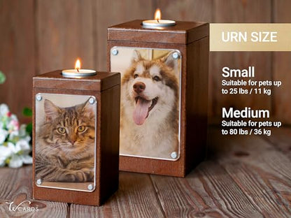 Personalized Pet Memorial - Dog Memory Box Keepsake with Photo, Cat Cremation Urn for Ashes Candle (Medium, Without Engraving) - size: Medium