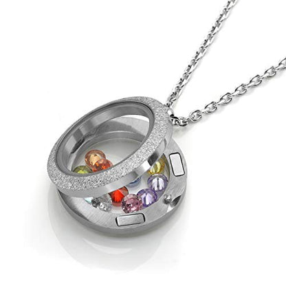Jovivi 25mm/30mm Living Floating Memory Glass Locket Necklace - Stainless Steel Secure Buckle Closure - color: 30mm(Matte Locket)