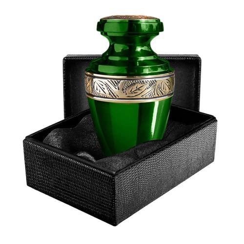 Trupoint Memorials Cremation Urns for Human Ashes, Funeral Memorial Urn for Male and Female, Decorative Burial Grecian Urn Collection for Adult Men & Women - Grecian Green and Gold, 1 Keepsake - color: Green, size: Keepsake