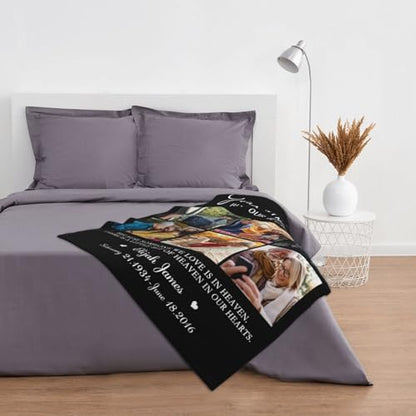 Personalized Memorial Blanket, Photo Blankets Using My Own Photos Sympathy Gifts for Loss of Mother Father Husband Grandma Son - color: Memorial Blanket 26