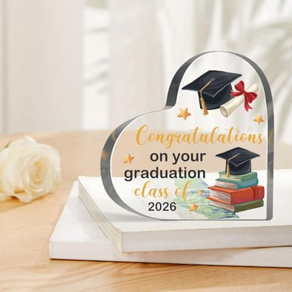 Happy Graduation Gifts for Women Men, Inspirational Graduation Keepsake Plaque, Congrats Acrylic Sign for High School College Graduate Son Daughter Friend, Home School Desk Shelf Decor - style: Graduation 02