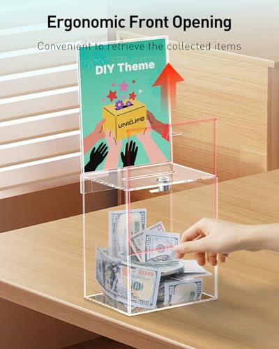 Uniclife 6.7"x5"x8" Transparent Acrylic Ballot Suggestion Box with Lock - color: Tall