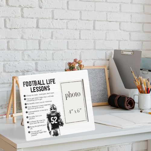 Football Life Lessons Picture Frame, Football Gifts for Boys Team Player | Inspirational Football Wooden Picture Frame for 4 x 6 in Photo, Football Coach Gifts for Men Women - color: FOOTBALL