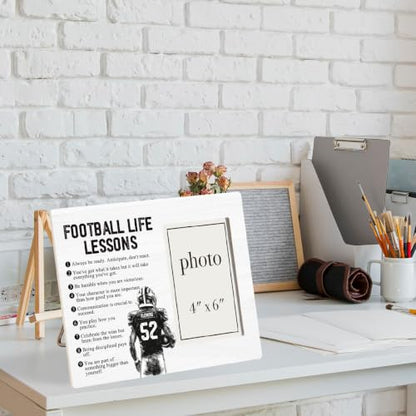 Football Life Lessons Picture Frame, Football Gifts for Boys Team Player | Inspirational Football Wooden Picture Frame for 4 x 6 in Photo, Football Coach Gifts for Men Women - color: FOOTBALL