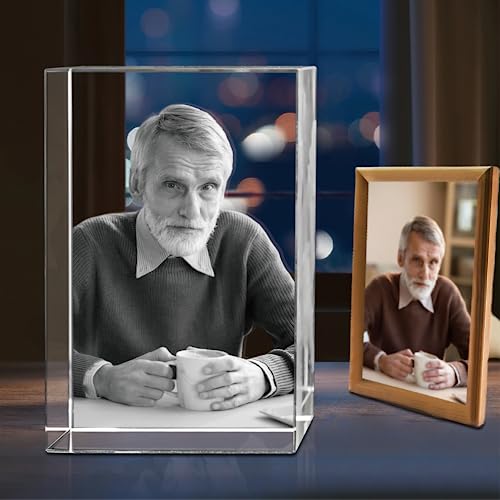 HAN'S LASER 3D Crystal Photo, Personalized Gift with Your Own Photo, Unique Father’s Day, Marriage Gift, Memorial Present-Large Portrait - size: Large Portrait