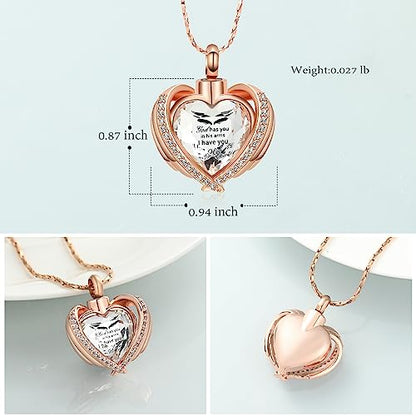 shajwo Angel Wing Heart Urn Ashes Necklace for Women Men | Cremation Jewelry,Birthstone Necklace of Loved One,Memorial Pendant for Human Pet - color: Customize