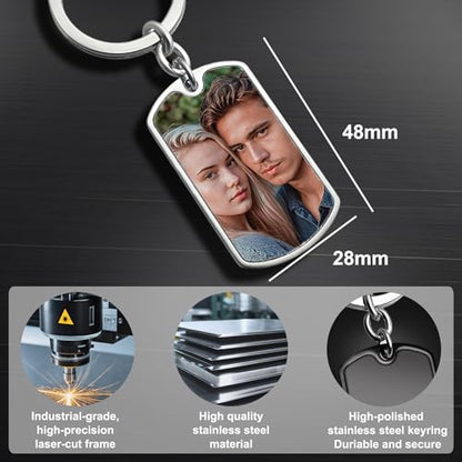 Photo Keychain Custom Picture Keychain Customized Gifts Laser-Engraved/Color Gifts For Boyfriend Hubsand Wife - color: Color Photo (Uv) : 3 Custom Options (Ss)