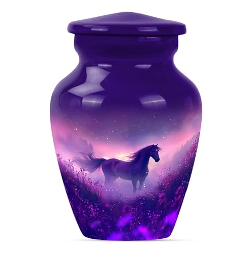 Horse Urn – Urn for Ashes Adult Male - Memorial Ash Container for Adult Male - Small Urns for Human Ashes - Mini Tribute Vessel - Decorative Cremation Keepsake - Elegant Funeral Memorial(Size: 3" 1Pc) - color: Purple Horse, size: 3 inch (1 piece)