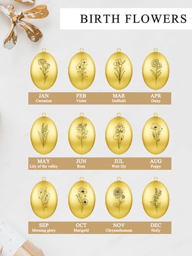 Custom Photo Locket Necklace Women Personalized Text Birth Flower Necklace that Hold Picture Stainless Steel Memorial Jewelry for Mothers Day Christmas - color: Golden