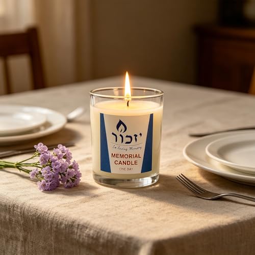 Memorial Candles for Loss of Loved One - Hand Poured 7oz Yahrzeit Candles (White) - Long Lasting 30hr Soy Wax Tribute for Jewish Sympathy, Shiva, Funeral & Remembrance - Unscented Bereavement Gifts