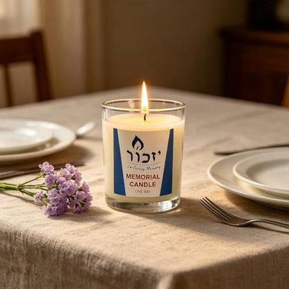 Memorial Candles for Loss of Loved One - Hand Poured 7oz Yahrzeit Candles (White) - Long Lasting 30hr Soy Wax Tribute for Jewish Sympathy, Shiva, Funeral & Remembrance - Unscented Bereavement Gifts