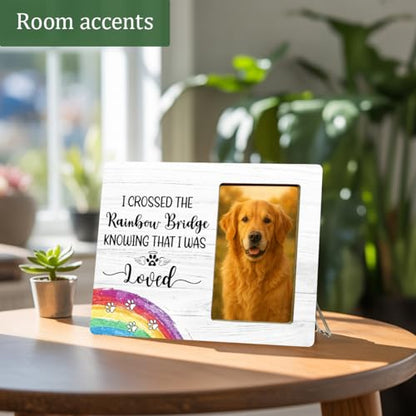 Rainbow Bridge Dog Memorial Gifts Picture Frame Loss of Dog, Pet Memorial Gifts Wooden Picture Frames for Dogs - color: Rainbow
