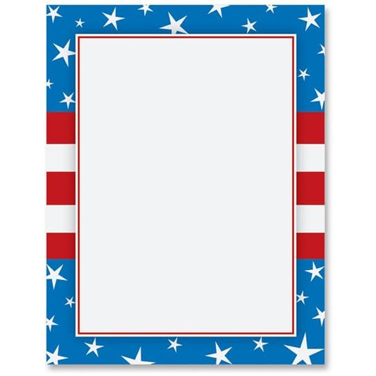 PaperDirect Patriotic Pride Border Papers, Red White Blue Stars and Stripes Design, 8.5 x 11, Acid-Free, Ideal for Invitations, Flyers, Announcements, Scrapbooking, Cards, 25 Sheets - color: Patriotic Pride