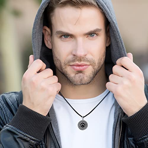 Dreamboat Pet Urn Necklace for Dog Cat Ashes 925 Sterling Silver Paw Print Cremation Keepsake Pendant Celtic Knot Memorial Jewelry Gifts for Women Men - style: 01A-Round (Silver)