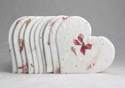 Of The Earth Handmade Paper - Wildflower Seed Paper Large Hearts - Recycled Flower Petals - Bulk Set of 100 (24s Pink Petal) - color: 24s Pink Petal