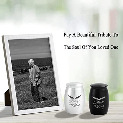 2.67 Inches Small Urns for Human Ashes Keepsake Set of 2 | Angle Mini Cremation Urns for Human Ashes Male or Female,A Perfect Tribute & Gift for Families - size: Small