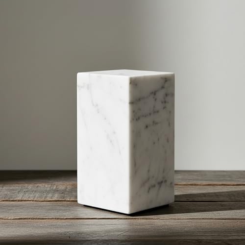 AspenStudio Carrara Marble Urn Genuine Vertical Marble Urn for Human Adult Cremation urn by Aspen Studio