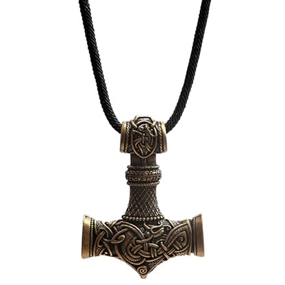 Norse Viking Thor Hammer Necklace Mjolnir Necklace for Men Talisman Jewelry - color: Antique Bronze