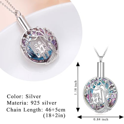 DAOCHONG Tree of Life Sister Urn Necklace for Ashes Women Memorial Jewelry | Sterling Silver Cremation Pendant | Human Ashes Keepsake | Sympathy Gift for Loss of Sister Loved Ones