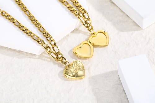 TUGHRA Gold Locket Bracelet for Women, 925 Sterling Silver Heart Photo Bracelet Lockets Memorial Keepsake Jewelry Gift for Mom, Wife, Daughter Mother's Day Birthday - style: B-Butterfly