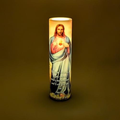 Sacred Heart of Jesus LED Flameless Devotional Prayer Candle