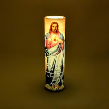 Sacred Heart of Jesus LED Flameless Devotional Prayer Candle