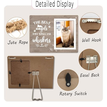 Cats Memorial Picture Frame,The Best Angels Have Wings and Whiskers,Wooden Pet Remembrance Gift for Cat Owners, Sympathy Gift for Loss of a Cat(4 x 6 Photo) - color: Cat