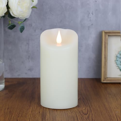 TECHLONG Flameless Candles Flickering 3D Moving Flame, Last 1000+ Hours Battery Operated Candles with Timer, Ivory Real Wax Electric LED Pillar Candles for Home Wedding Decoration | 3" x 7" - color: Style B, size: 3" x 7"