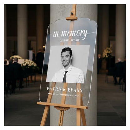Personalized In Memory Of The Life Funeral Sign With Photo (Paper) - color: Sign 2