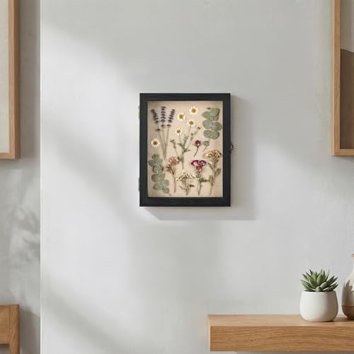 8×10 Shadow Box Frame, Linen Back, Glass Door, Hinge Display Case - color: Rustic Black, size: 8×10
