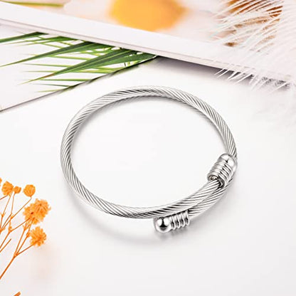 Abooxiu Stainless Steel Ash Bracelet for Men & Women - Memorial Ashes Holder, Filling at Both Ends - color: Silver