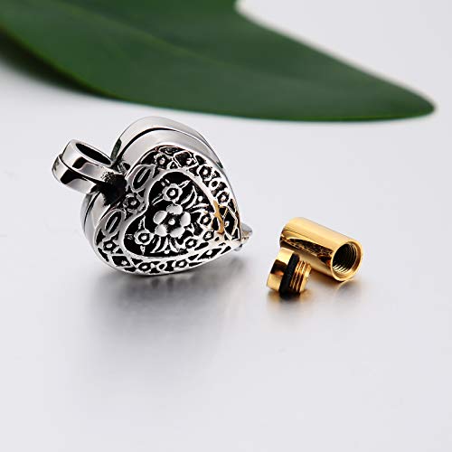 Beydodo Personalized Heart Cremation Urn Necklace for Ashes Always in My Heart Memory Necklace Gift with Funnel Kit - color: Style 1