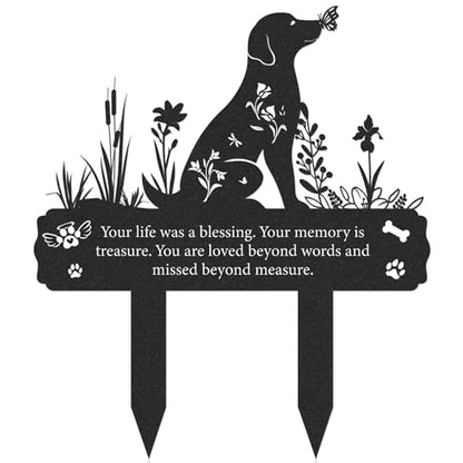 Rngmsi Dog Grave Marker 12 X 14.5 Inches Pet Memorial Garden Black Silhouette - style: Dog and Butterfy
