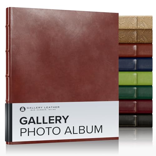 Gallery Leather Photo Album 4x6 Pictures with Slip-In Pockets & Writing | Space – Holds up to 120 Photos, Ring Bound, Made in USA – Acadia Tan - 11.75" x 10.5" - color: Acadia Tan, size: 11.75" x 10.5"