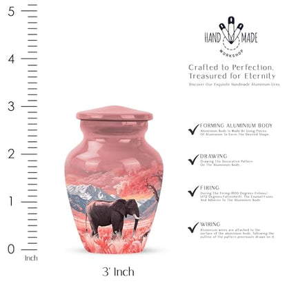 Elephant Small Cremation Keepsake Urns for Adult - Mountain's Keepsake Urn - color: Elephant-4, size: 3-inch