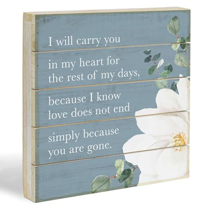 Simply Said, INC Perfect Pallet Petites Celebration of Life Sign, Carry You In My Heart Flowers, 8 inch Wood Plaque, Made in USA, PET26228 - color: Carry In Heart Flower
