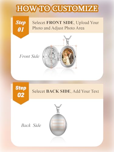 Custom Photo Locket Necklace Women Personalized Text Birth Flower Necklace that Hold Picture Stainless Steel Memorial Jewelry for Mothers Day Christmas - color: Silver Floral Lokcet Necklace