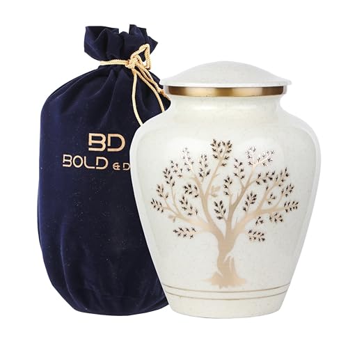 Tree of Life Large Cremation Urn for Human Ashes | 200 Cubic Inches | Decorative Urn for Ashes Adult Female & Male, Funeral Urns - Pearl Marble - size: Tree Of Life_Large Urn_Pearl Marble
