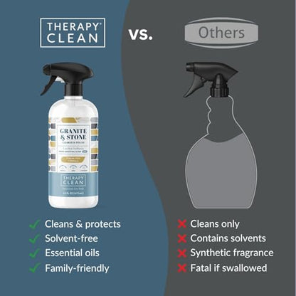 Therapy Granite & Stone Cleaner and Polish, pH Neutral, Marble & Quartz | Includes microfiber cloth. Safe for granite, marble, quartz, soapstone, slate, limestone, corian & laminate. - style: Granite Cleaner 16 oz. (Pack of 1 with Microfiber)