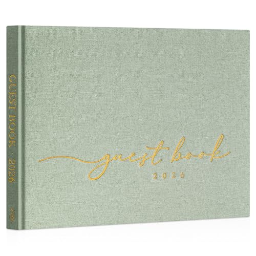 Lanpn Wedding Guest Book 2026 - Linen Hardcover Guestbook Wedding Reception with 108 Blank Pages for Sign in and Photos - Guest Book for Wedding Bridal Shower Baby Shower Party (Sage Green) - color: Sage Green