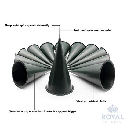 Royal Imports Cemetery Vases for Grave 10" Medium, 1.9" Spikes Set of 2 - size: Medium - No Foam