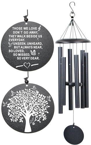 Sympathy Wind Chimes, 40" Memorial Wind Chimes for Loss of Loved One, Sympathy Memorial Bereavement Gift,in Memory of Loved One Loss of Mother Father，Home Decor Garden Patio Outdoor (Black)