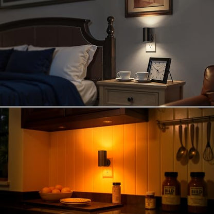 Night Lights Plug into Wall, 5CCT LED Night Light Plug in | Dusk to Dawn Sensor, 330° Swivel Plug, 0-100LM Adjustable Brightness, Dimmable NightLight, Hallway, Bedroom, Stairway, 2 Pack - color: Black-5CCT, size: 2 Pack