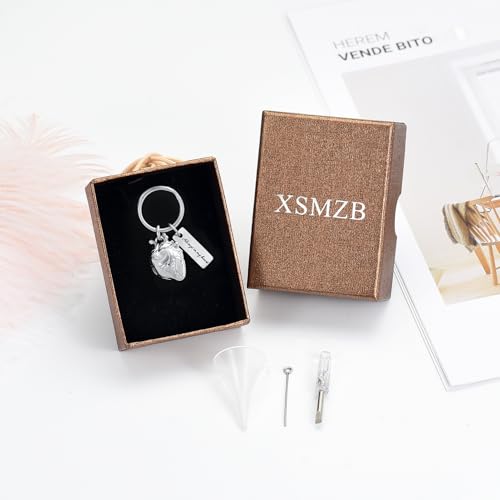 XSMZB Heart Cremation Jewelry Ashes Pendant for Human Pet Funeral Urn Necklace for Ashes Women Men Memorial Urn Jewelry - color: Silver Keychain