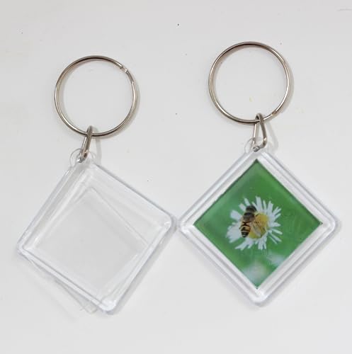 BetterJonny 20Pcs Acrylic Picture Keychain Blanks in Clear Acrylic Picture Frame Keyrings - color: Rhombic